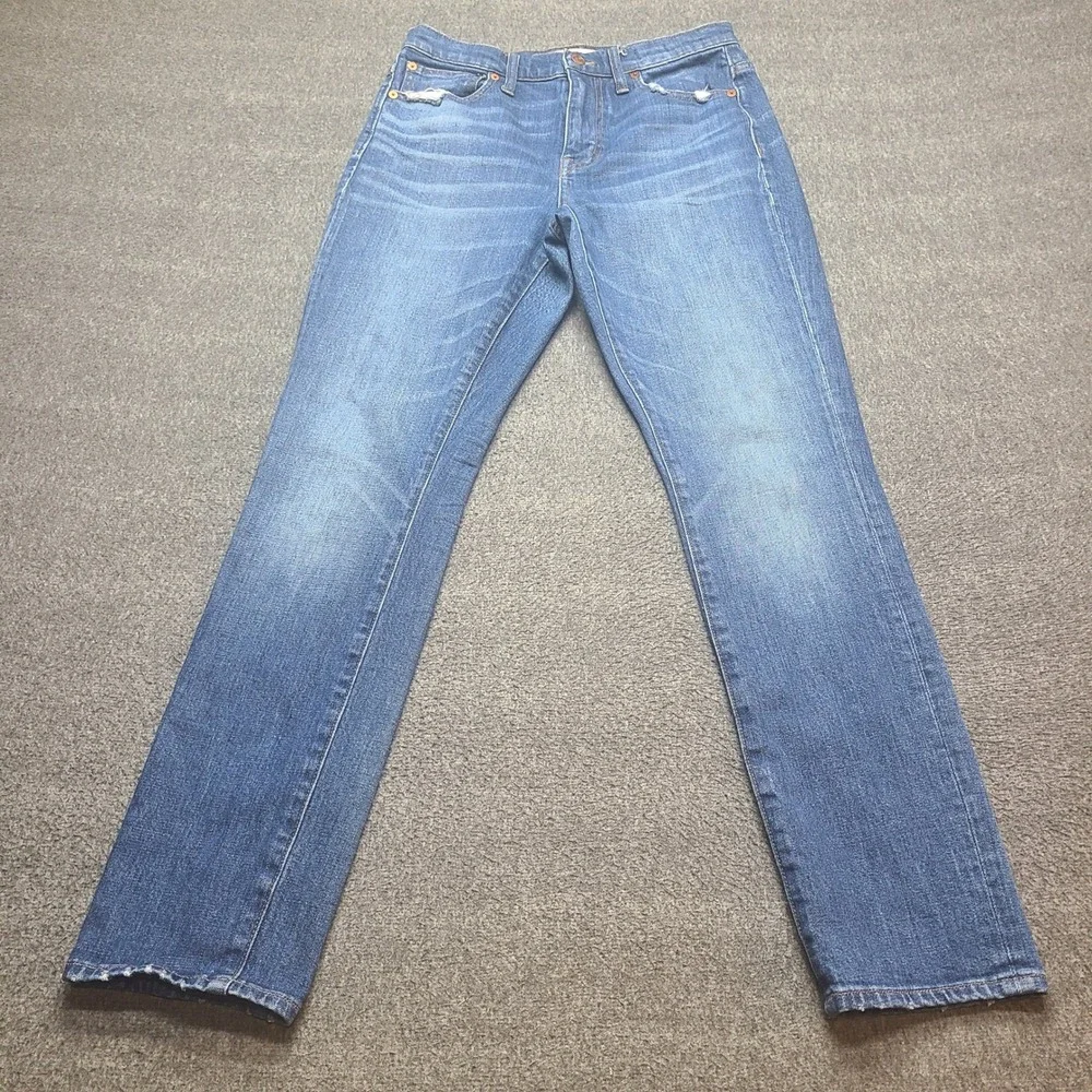 Madewell The High Rise Slim Boyjean Women's Size 25 Medium Wash Distressed Denim